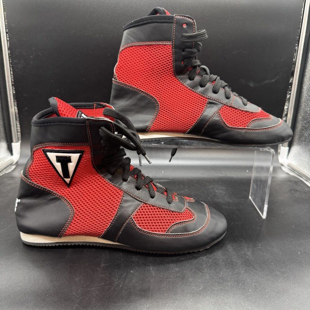 Title Boxing Shoes Mens Size 8 Red Black MMA Combat Fighting Sports Sneakers EUC